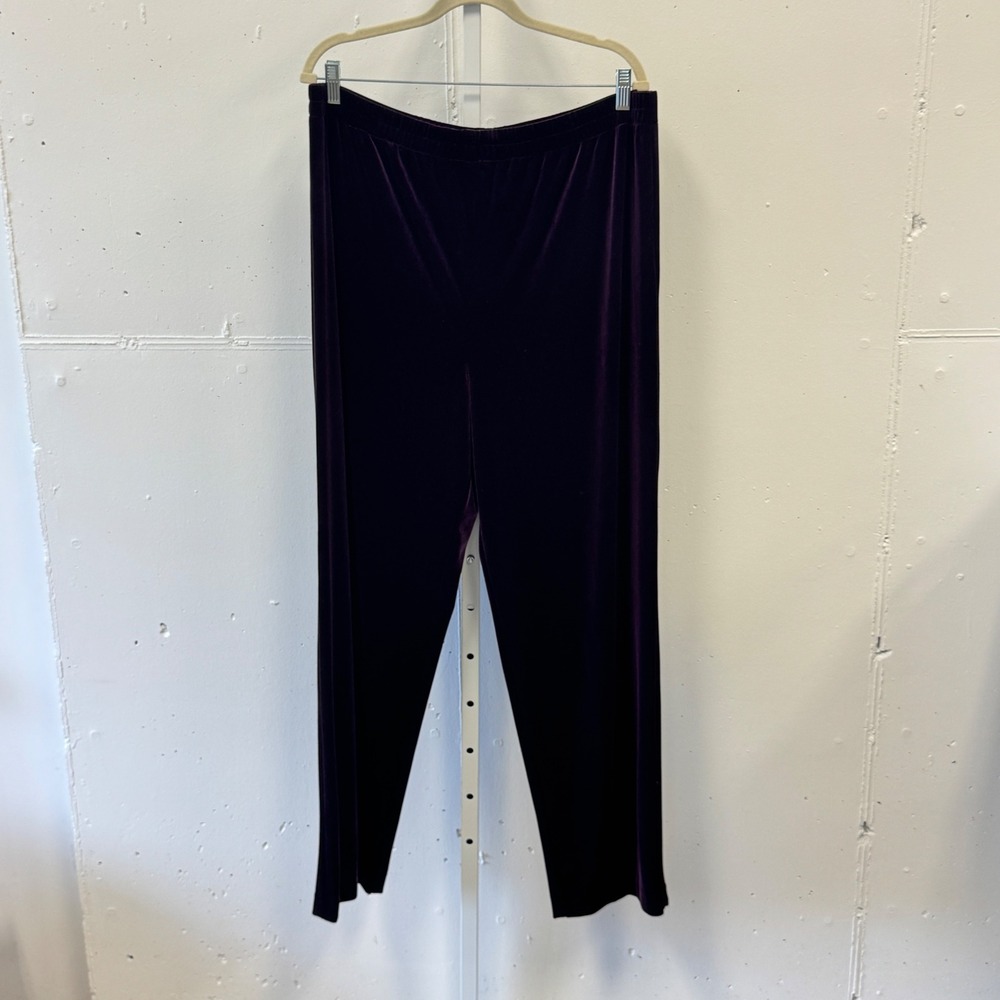 Vintage R&M Richards Womens Purple Velvet Elastic Waist Straight Leg Pants 18